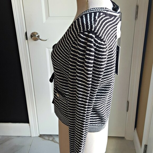 NEW! NICOLE MILLER Bows & PEARL BUTTON SWEATER - Picture 3 of 7